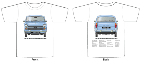 Austin A60 Cambridge MKII 1961-69 T-shirt Front & Back